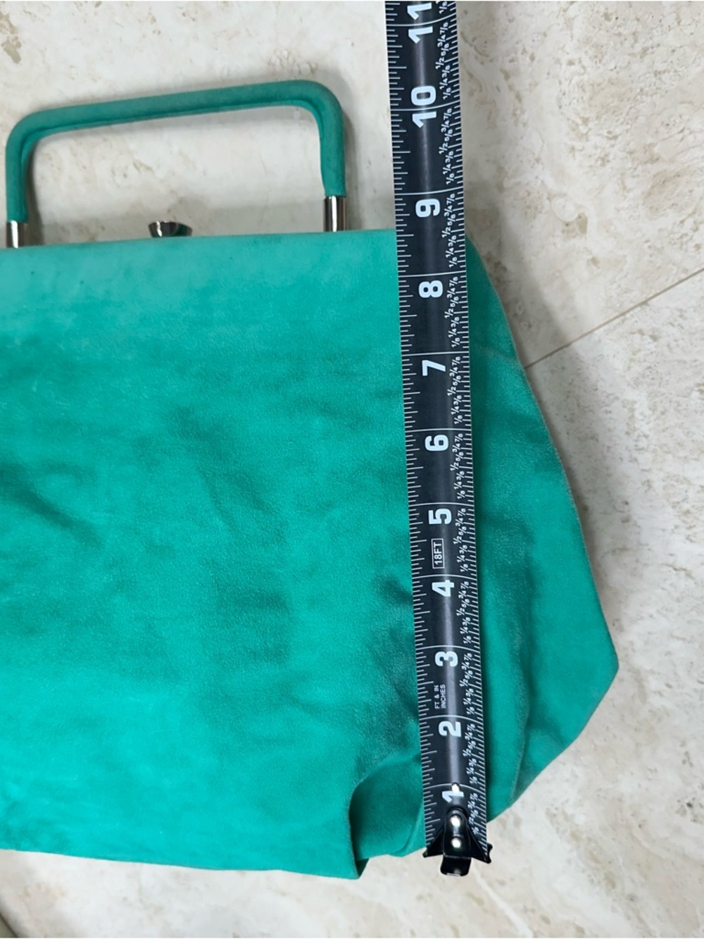 MARNI Turquoise Suede Top-Handle Women's Bag🌸 - Picture 9 of 11